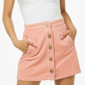 Forever 21 | Pink Corduroy Button Front Skirt